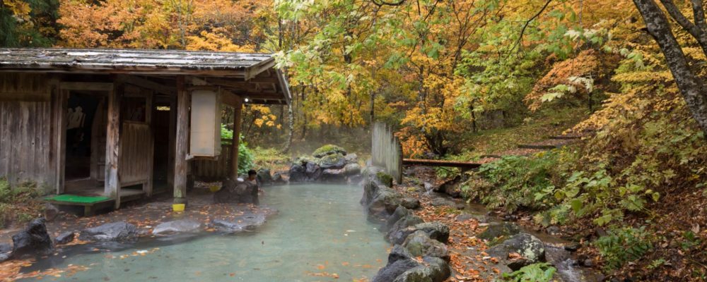 蟹場温泉の森に囲まれた露天風呂（公式サイト掲載画像）